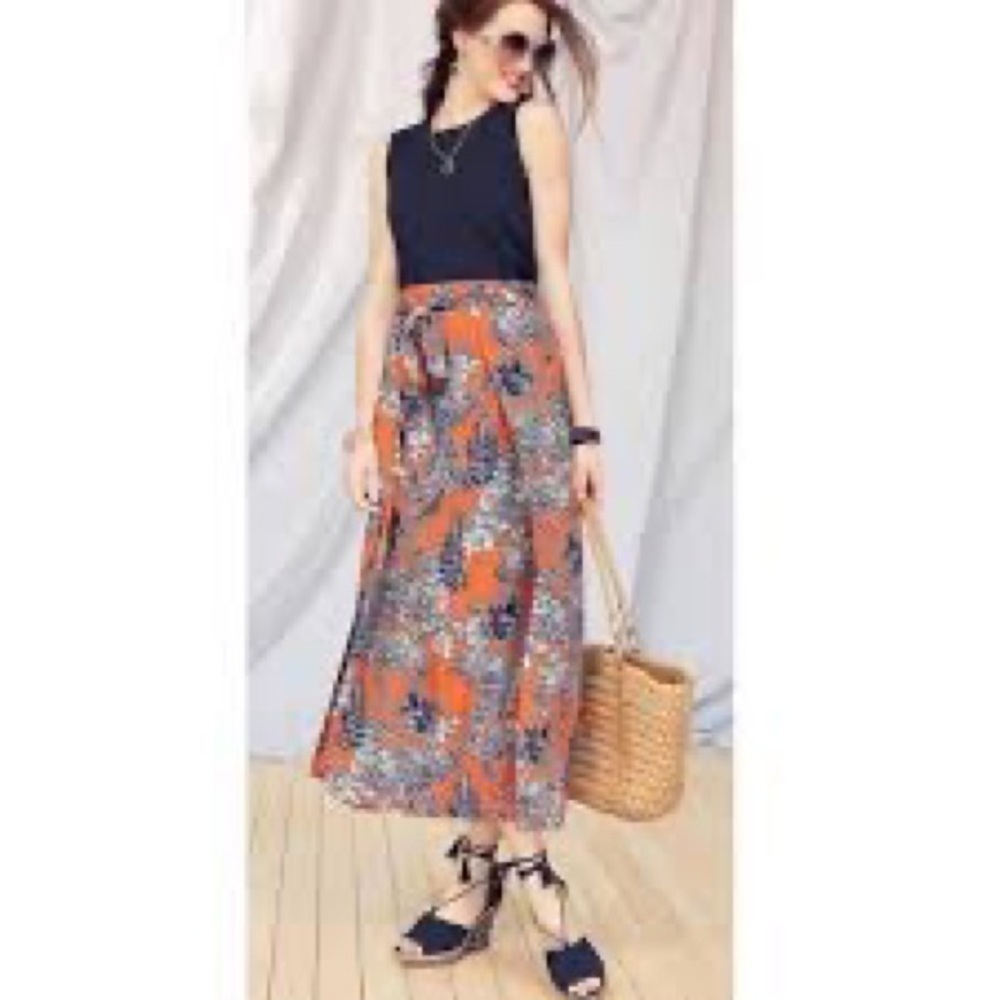 Cabi Style #5250 Calypso Skirt Sz. M Maxi Floral Orange Blue Farmers Market